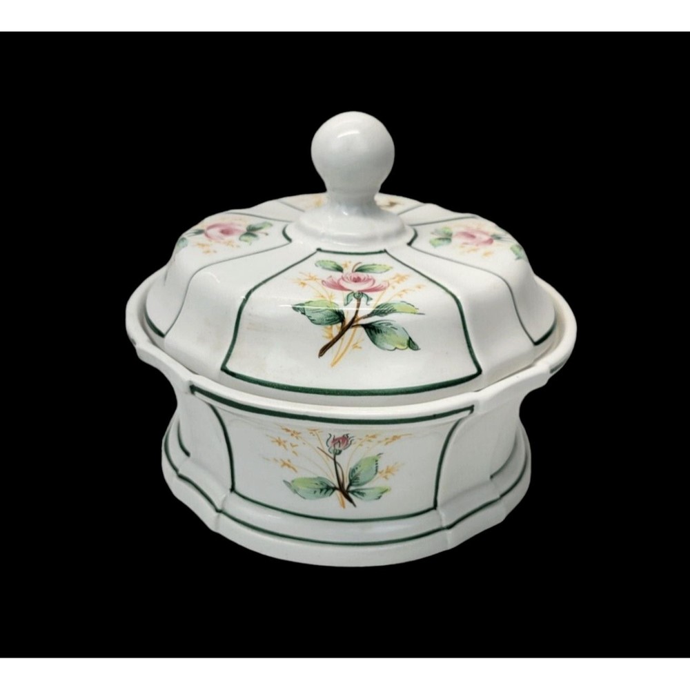 Vintage Lord & Taylor Covered Serving Bowl Floral Ceramic w/Lid Made in Italy 8"